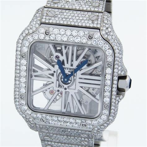 iced out cartier santos|cartier santos skeleton retail price.